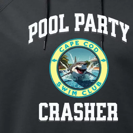 Pool Party Crasher Cape Cod Shark Theme Swimming Souvenir Performance Fleece Hoodie