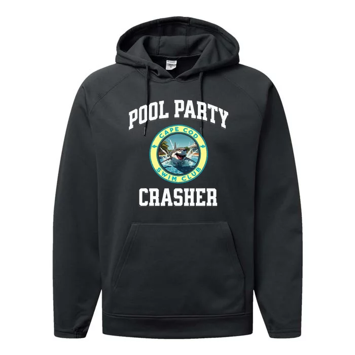 Pool Party Crasher Cape Cod Shark Theme Swimming Souvenir Performance Fleece Hoodie