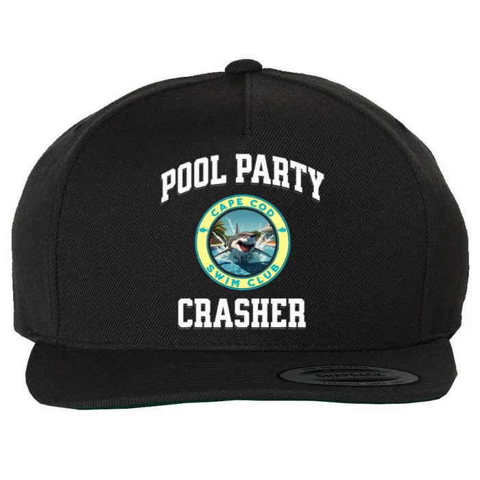 Pool Party Crasher Cape Cod Shark Theme Swimming Souvenir Wool Snapback Cap