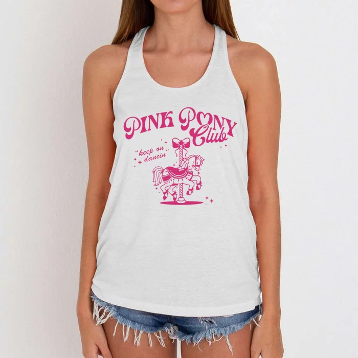 Pink Pony Club Groovy Birthday Cowgirl Girl Retro Horse Pink Pony Club Hor Women's Knotted Racerback Tank