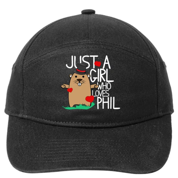 Punxsy Phil's Cute Groundhog Day Holiday Design For Girls 7-Panel Snapback Hat