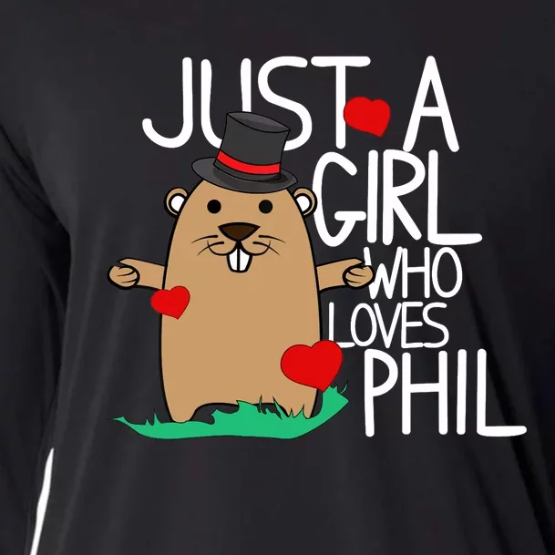 Punxsy Phil's Cute Groundhog Day Holiday Design For Girls Cooling Performance Long Sleeve Crew