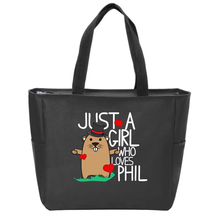 Punxsy Phil's Cute Groundhog Day Holiday Design For Girls Zip Tote Bag