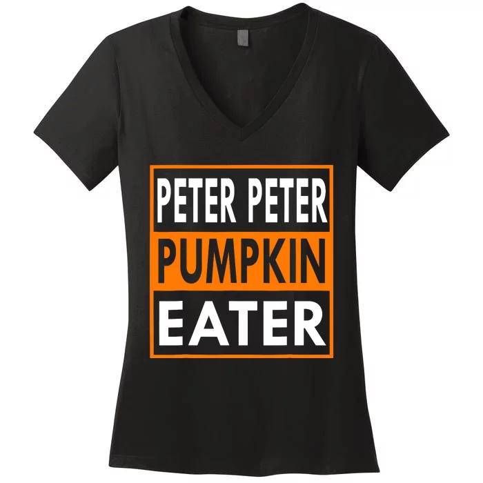 Peter Pumpkin Costume Eater For Couples Matching Halloween Women's V-Neck T-Shirt