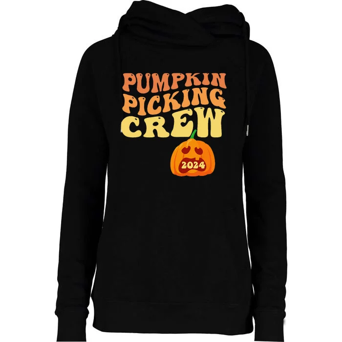 Pumpkin Picking Crew 2024 Family Matching Autumn Halloween Womens Funnel Neck Pullover Hood