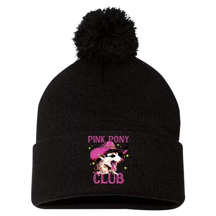 Pink Pony Club Opossum Possum Pom Pom 12in Knit Beanie