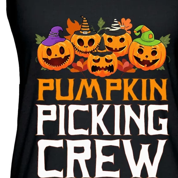 Pumpkin Picking Crew Halloween Family Matching Ladies Essential Flowy Tank