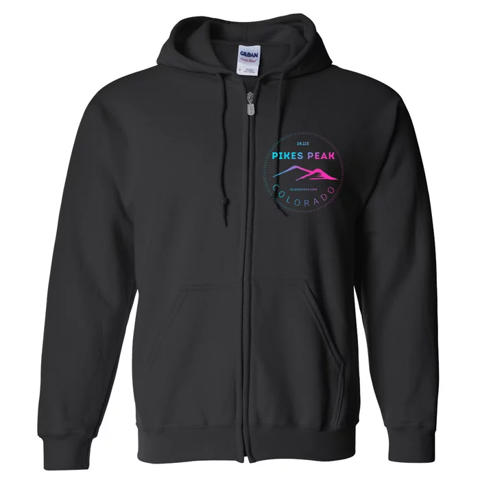 Pikes Peak Colorado Retro Mountain Adventure Full Zip Hoodie