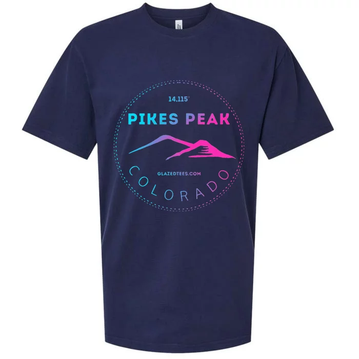 Pikes Peak Colorado Retro Mountain Adventure Sueded Cloud Jersey T-Shirt