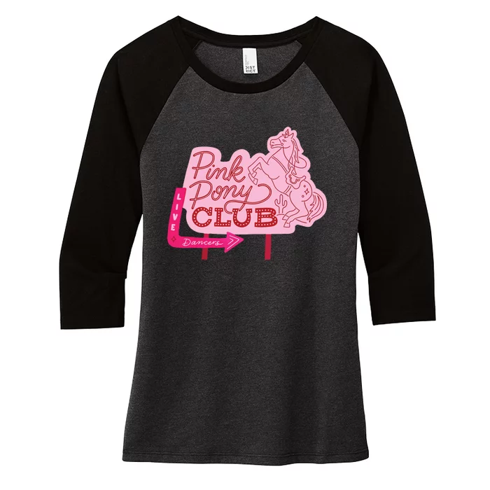 Pink Pony Club Women's Tri-Blend 3/4-Sleeve Raglan Shirt