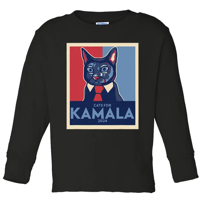 Politically Purrfect Cats For Kamala Harris 2024 President Gift Toddler Long Sleeve Shirt