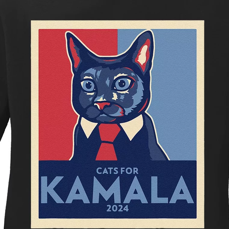 Politically Purrfect Cats For Kamala Harris 2024 President Gift Ladies Long Sleeve Shirt