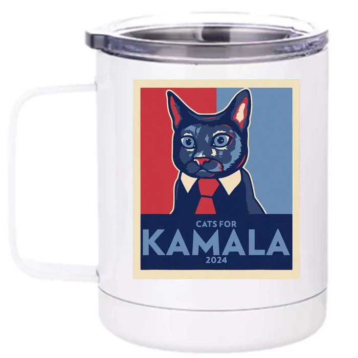 Politically Purrfect Cats For Kamala Harris 2024 President Gift Front & Back 12oz Stainless Steel Tumbler Cup