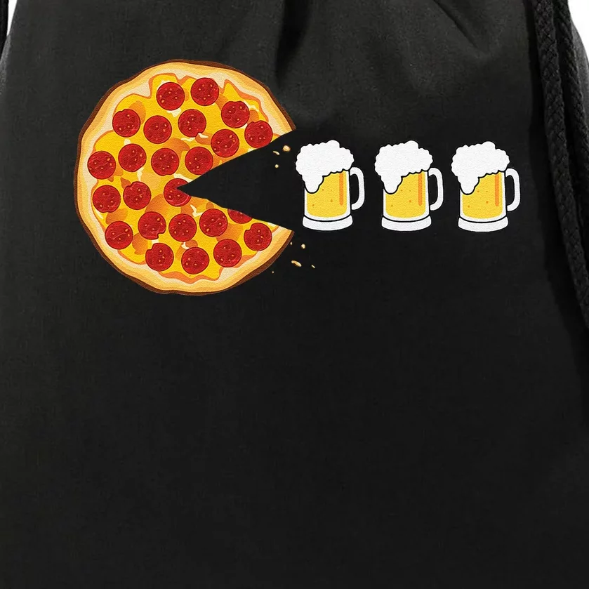 Pepperoni Pizza Chomping Draft Beer Funny Pizza Foodie Drawstring Bag