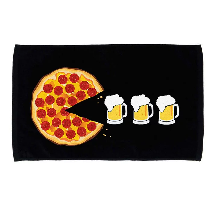 Pepperoni Pizza Chomping Draft Beer Funny Pizza Foodie Microfiber Hand Towel