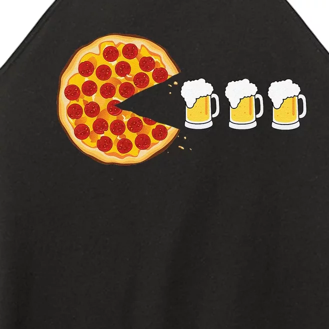 Pepperoni Pizza Chomping Draft Beer Funny Pizza Foodie Women’s Perfect Tri Rocker Tank