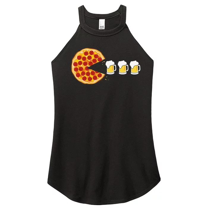 Pepperoni Pizza Chomping Draft Beer Funny Pizza Foodie Women’s Perfect Tri Rocker Tank