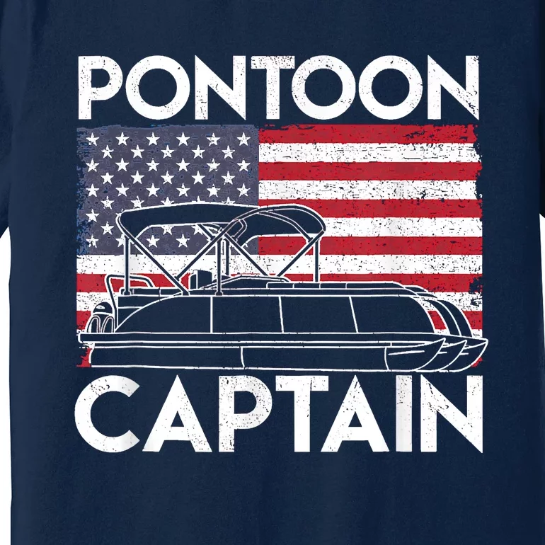 Patriotic Pontoon Captain Us American Flag Funny Boat Owner Premium T-Shirt