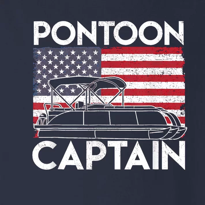 Patriotic Pontoon Captain Us American Flag Funny Boat Owner Toddler Long Sleeve Shirt