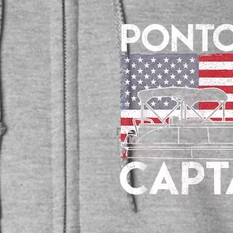 Patriotic Pontoon Captain Us American Flag Funny Boat Owner Full Zip Hoodie