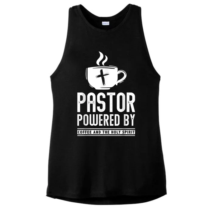 Pastor Powered Coffee And The Holy Spirit Funny Pastor Ladies Tri-Blend Wicking Tank