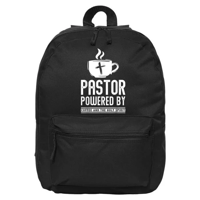 Pastor Powered Coffee And The Holy Spirit Funny Pastor 16 in Basic Backpack