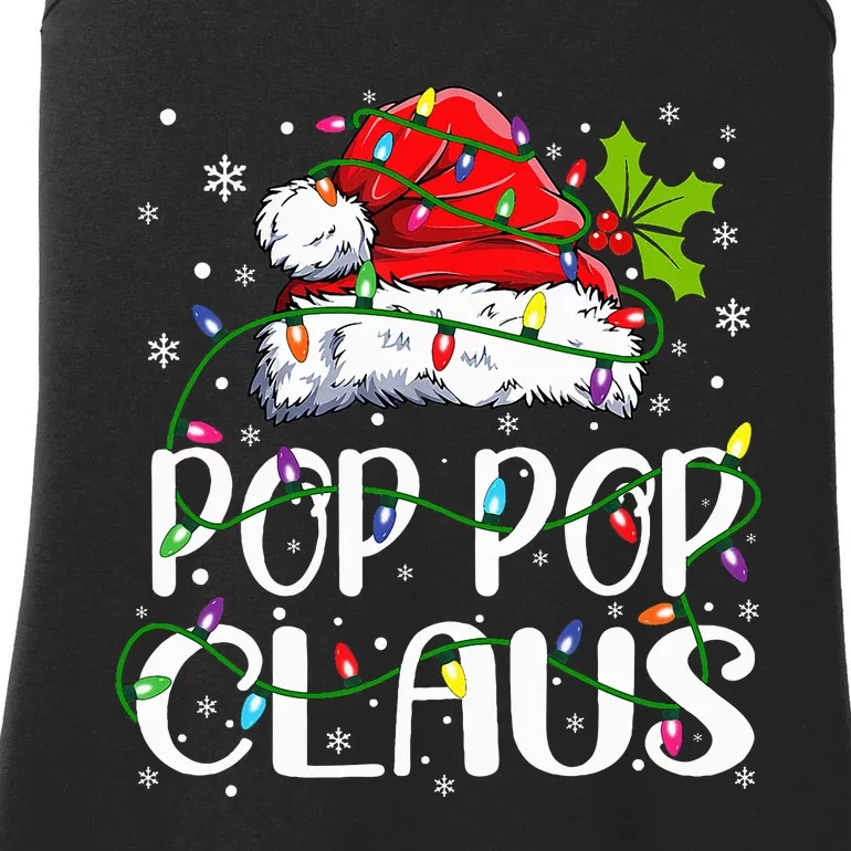 Pop Pop Claus  Christmas Lights Pajama Family Matching Ladies Essential Tank