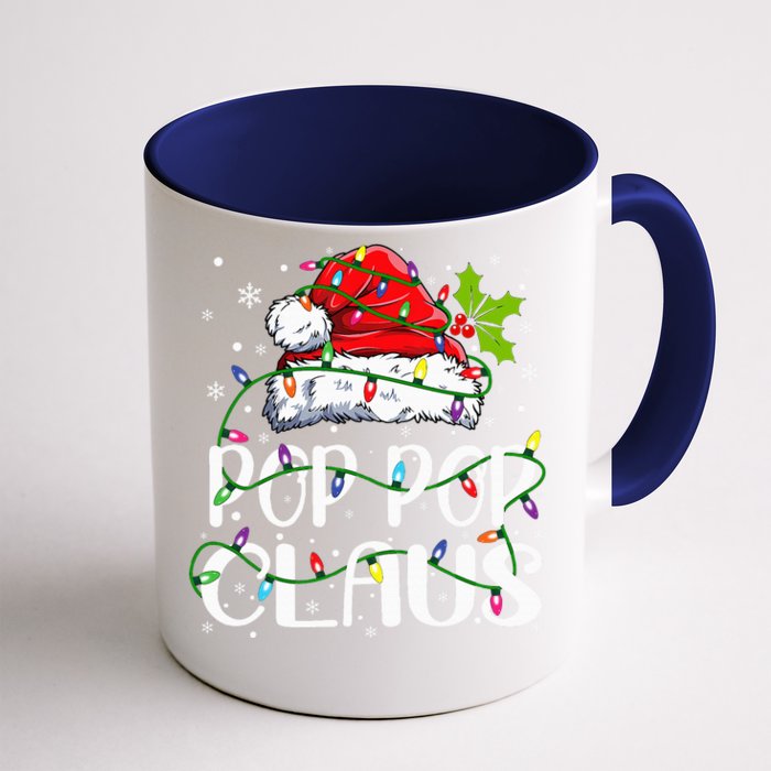 Pop Pop Claus  Christmas Lights Pajama Family Matching Front & Back Coffee Mug