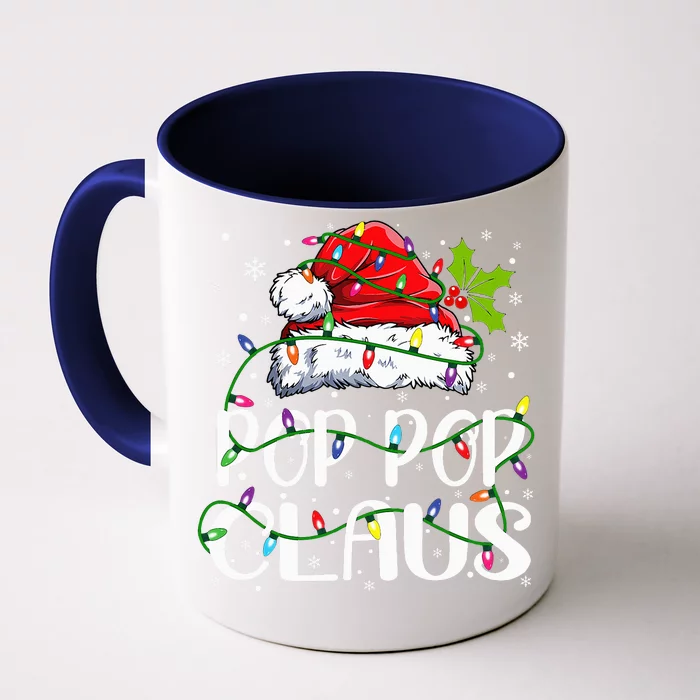 Pop Pop Claus  Christmas Lights Pajama Family Matching Front & Back Coffee Mug