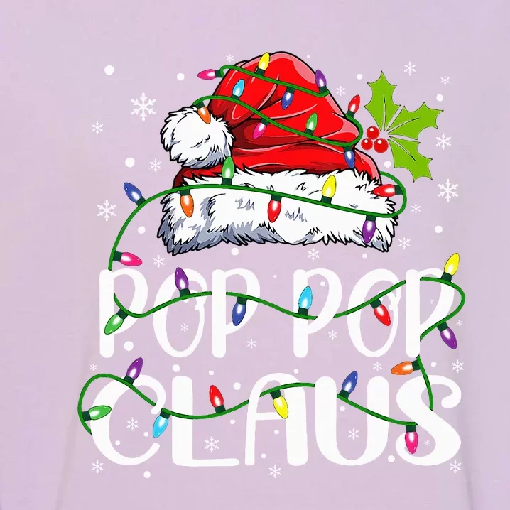 Pop Pop Claus  Christmas Lights Pajama Family Matching Garment-Dyed Sweatshirt