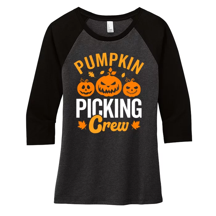 Pumpkin Picking Crew Women's Tri-Blend 3/4-Sleeve Raglan Shirt