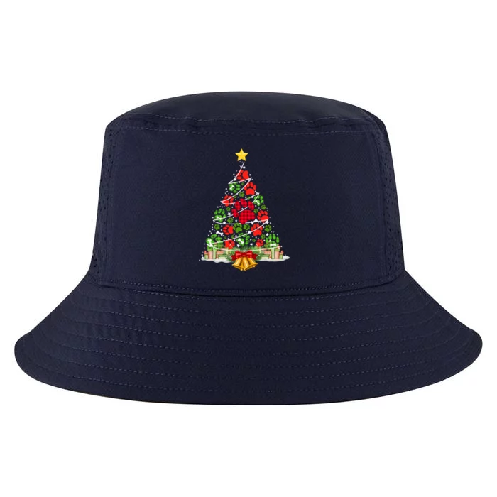 Paws Print Christmas Tree Dog Or Cat With Santa Lights Cute Gift Cool Comfort Performance Bucket Hat