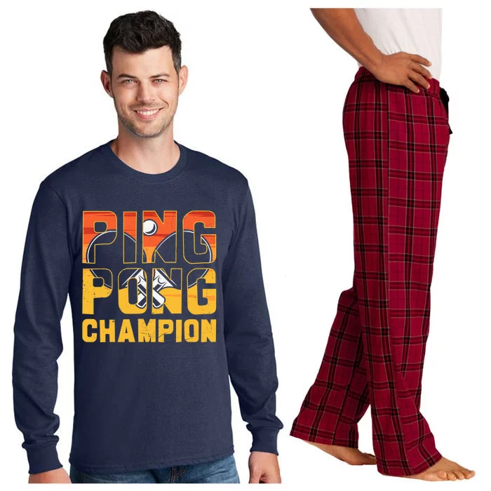 Ping Pong Champion Funny Table Tennis Player Retro Long Sleeve Pajama Set