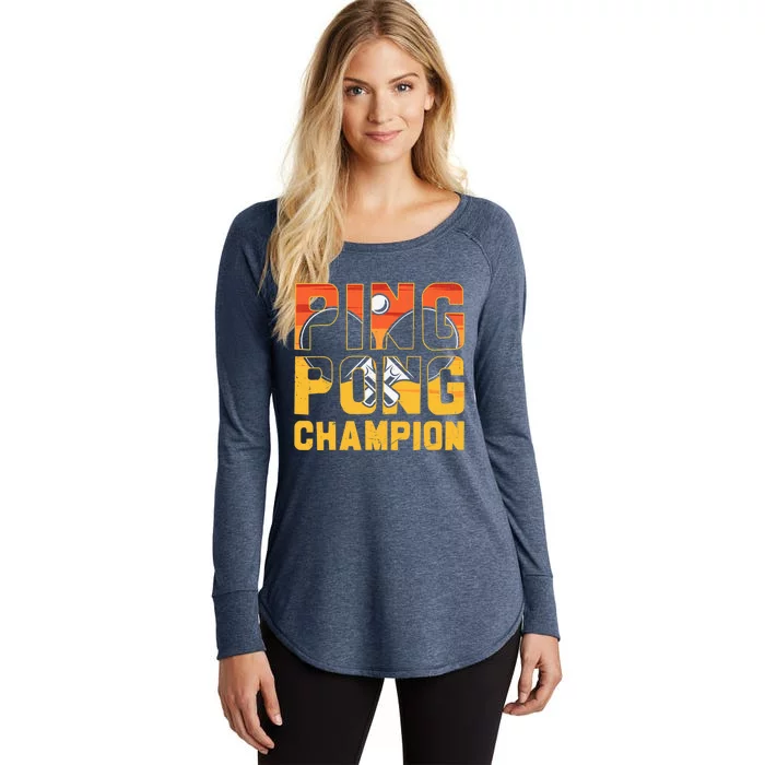 Ping Pong Champion Funny Table Tennis Player Retro Women's Perfect Tri Tunic Long Sleeve Shirt