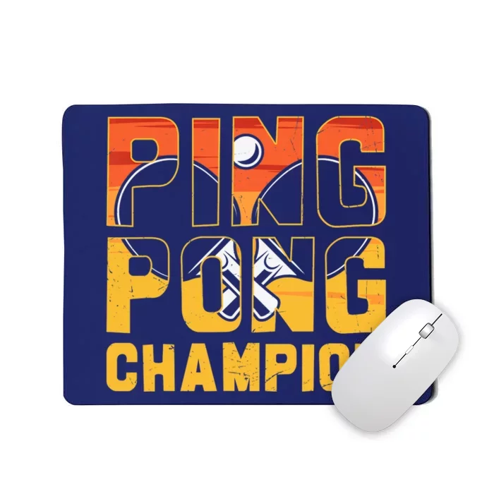 Ping Pong Champion Funny Table Tennis Player Retro Mousepad