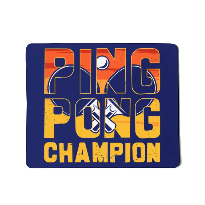 Ping Pong Champion Funny Table Tennis Player Retro Mousepad