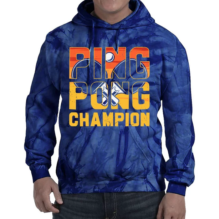 Ping Pong Champion Funny Table Tennis Player Retro Tie Dye Hoodie