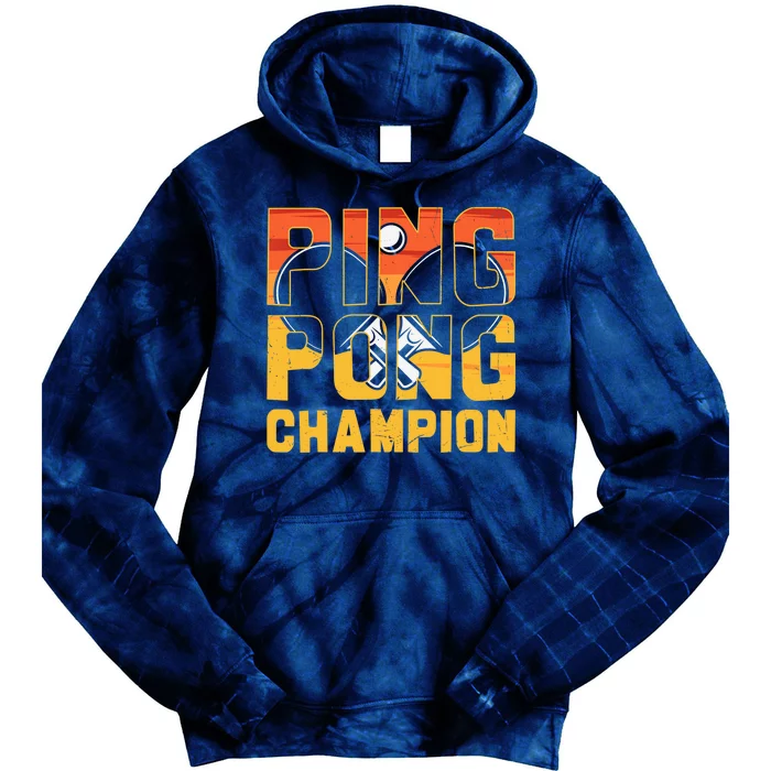 Ping Pong Champion Funny Table Tennis Player Retro Tie Dye Hoodie