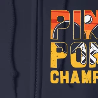 Ping Pong Champion Funny Table Tennis Player Retro Full Zip Hoodie