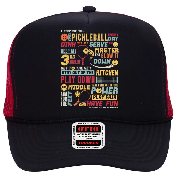 Pickleball Player Coach Funny Pickleball Pledge Gift For Fan High Crown Mesh Trucker Hat