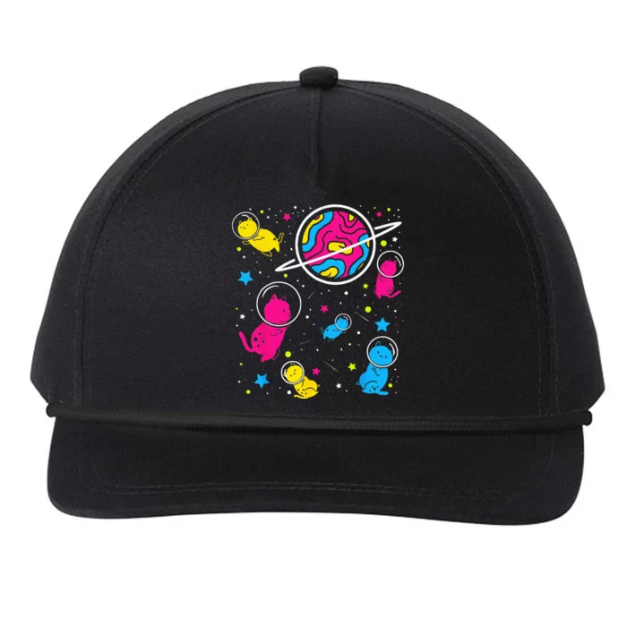 Pan Pride Cat In Space Pansexual Snapback Five-Panel Rope Hat