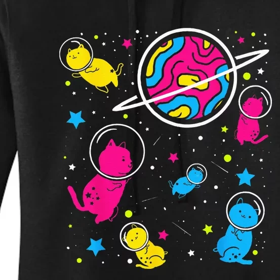 Pan Pride Cat In Space Pansexual Women's Pullover Hoodie