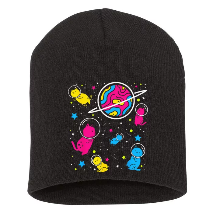 Pan Pride Cat In Space Pansexual Short Acrylic Beanie