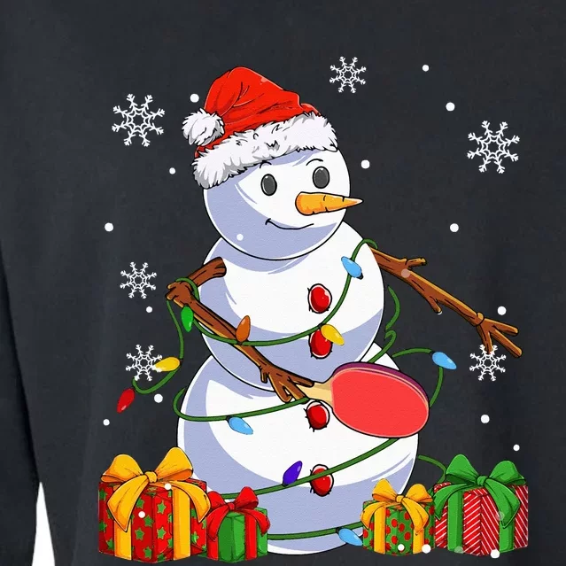 Ping Pong Christmas Snowman Wearing Santa Hat Pajamas Cropped Pullover Crew