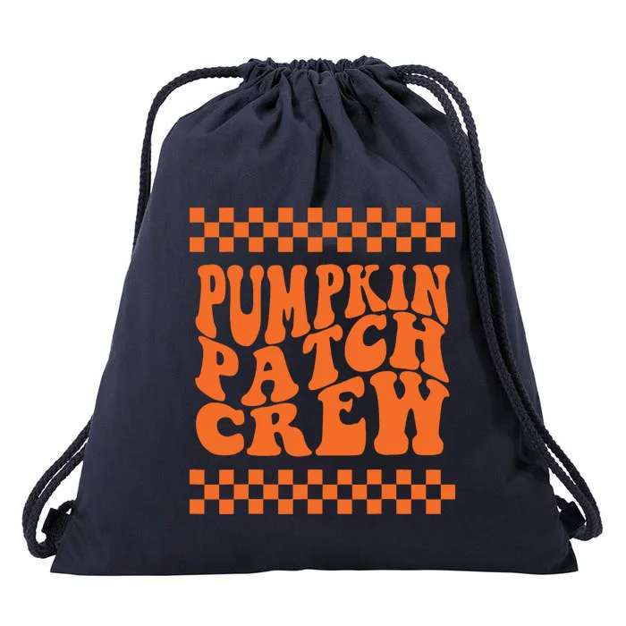 Pumpkin Patch Crew Matching Family Retro Halloween Groovy Drawstring Bag