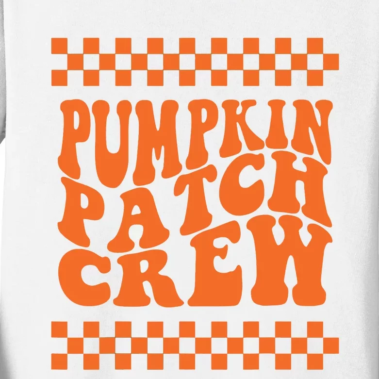 Pumpkin Patch Crew Matching Family Retro Halloween Groovy Kids Long Sleeve Shirt