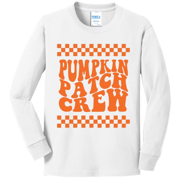 Pumpkin Patch Crew Matching Family Retro Halloween Groovy Kids Long Sleeve Shirt