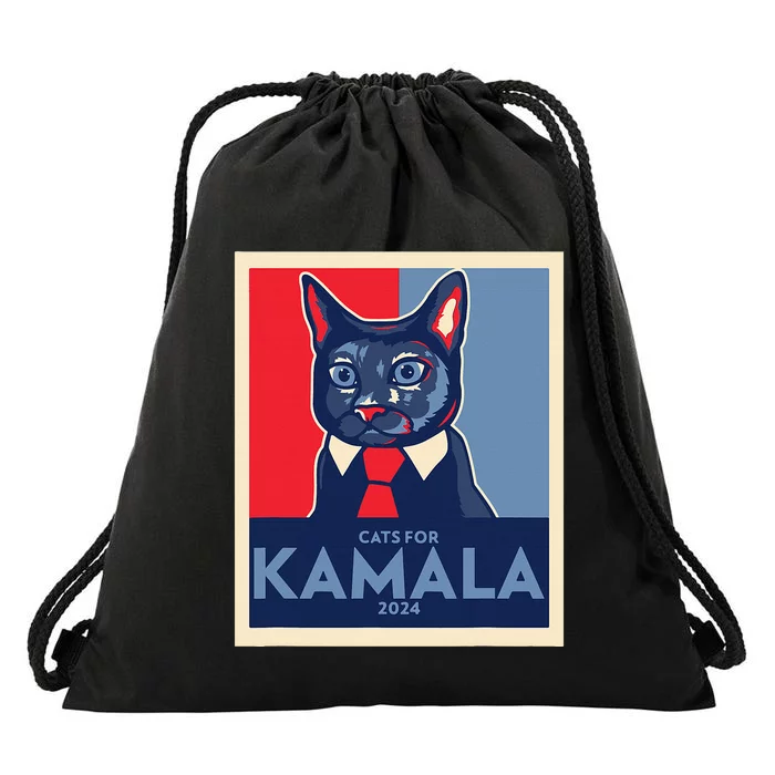 Politically Purrfect Cats For Kamala Harris 2024 President Drawstring Bag