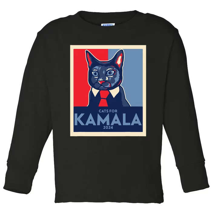 Politically Purrfect Cats For Kamala Harris 2024 President Toddler Long Sleeve Shirt