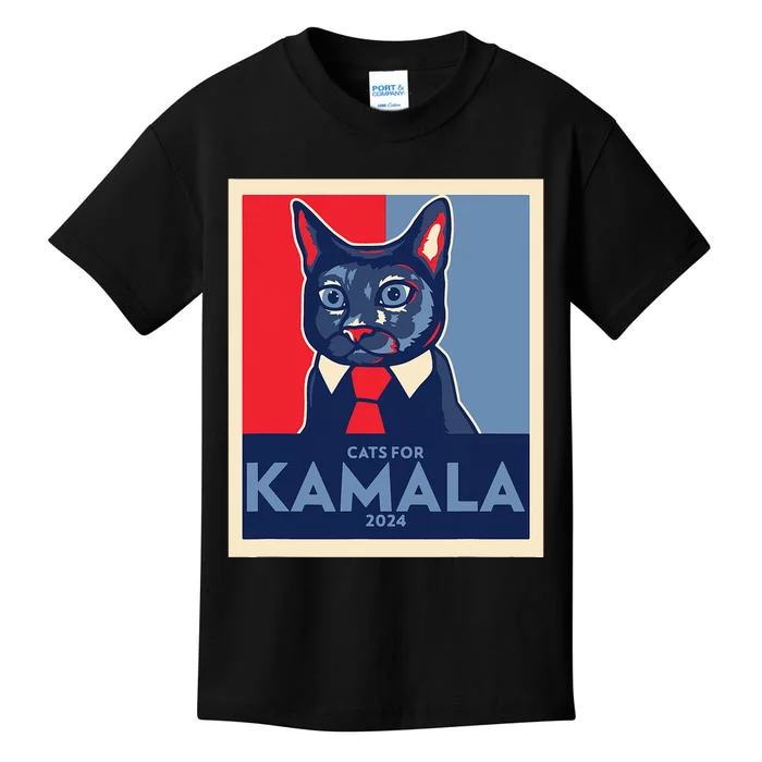 Politically Purrfect Cats For Kamala Harris 2024 President Kids T-Shirt